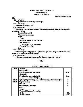 Đề kiểm tra chất lượng học kì I Tin học 8 (Có đáp án) - Năm học 2016-2017